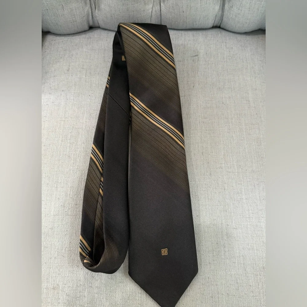 Givenchy Vintage‎ Black and Brown Striped Tie